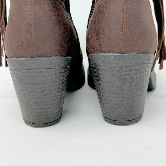 BOC Womens Brown Vegan Leather Tassel Accent Side Zip Heeled Booties Size 8.5 - Picture 7 of 15